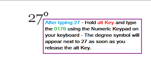 Insert Degree Symbol in Word