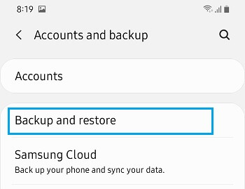 Backup And Restore Option on Android Phone