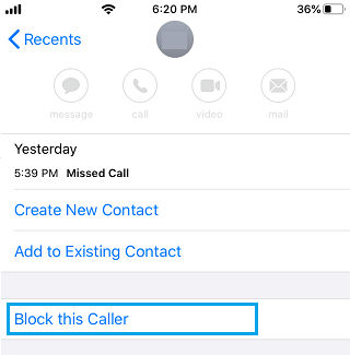 Block This Caller Option on iPhone 