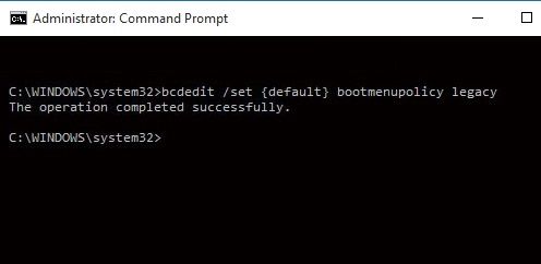 Command Prompt Set Boot Menu Policy Legacy