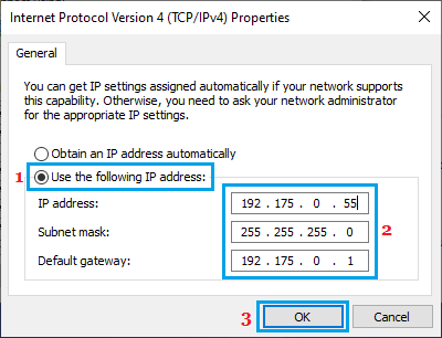 Change IPV4 Address on Windows PC