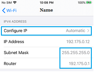 Configure IP Option on iPhone