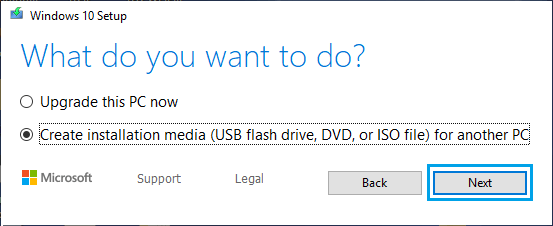 Create installation media for another PC