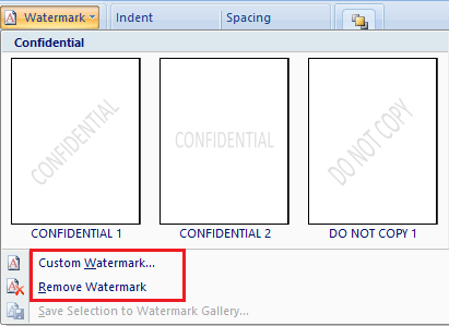 Choose Watermark Type in Microsoft Word 2010 and 2007 