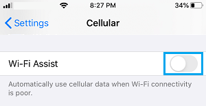 Disable WiFi Assist on iPhone