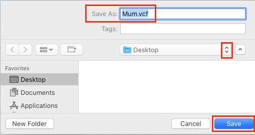 Save Contacts File to Computer