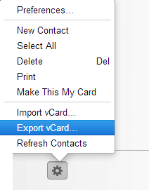 Exportar archivo vCard desde iCloud
