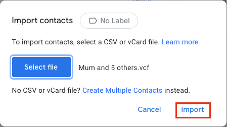 Import Contact File to Gmail