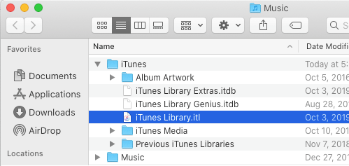 iTunes Library File on Mac