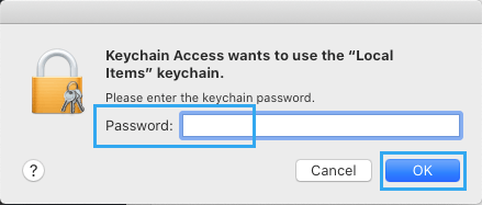 Enter Local User Password to Allow Keychain Access on Mac