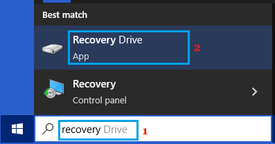 Open Windows Recovery Drive App