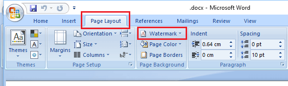 Page Layout Tab and Watermark Option in Microsoft Word 2010 and 2007