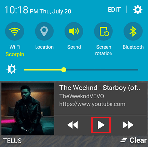 Play Button in Android Notification Center