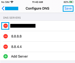 Delete DNS Servers on iPhone