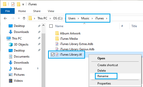 Rename iTunes Library File