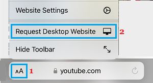 Request YouTube Desktop Site in Safari on iPhone