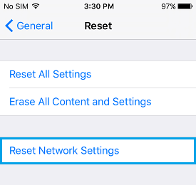 Restablecer la opción de configuración de red en iPhone