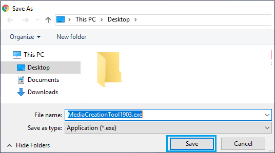 Save Windows Media Creation Tool to Computer
