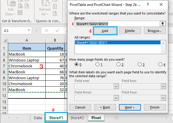 Select First Data Range For Pivot Table