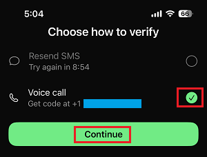 Receive WhatsApp Verification Code By Voice Call