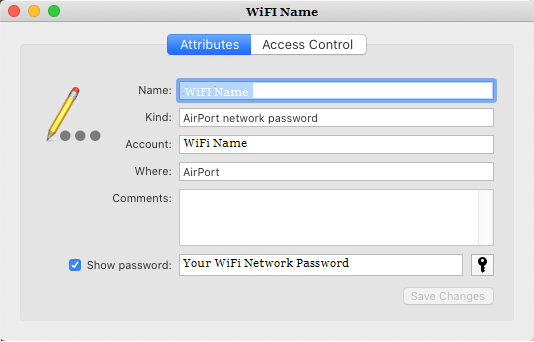 Näytä WiFi-verkon salasana Macilla