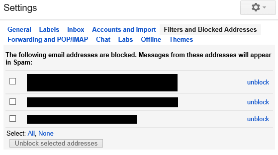 Unblock Selected Email Addresses on Gmail