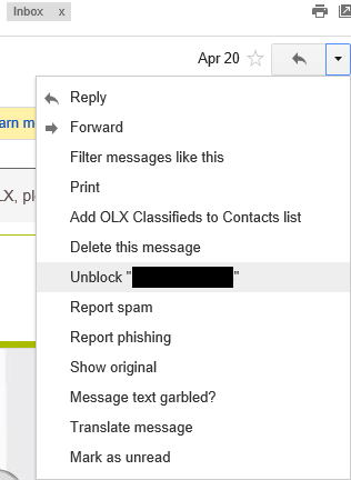 Unblock Sender Gmail
