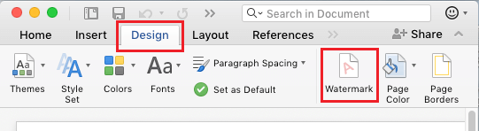 Design Tab and Watermark Option in Microsoft Word 2016