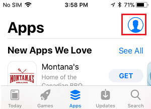 Ícono de cuenta en App Store