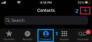 Add New Contact to iPhone