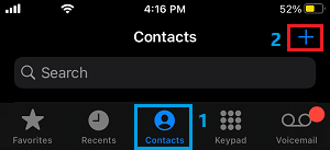 Add Contact on iPhone