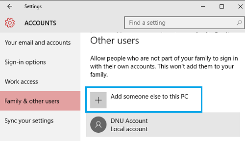 how to add another user on a windows 10