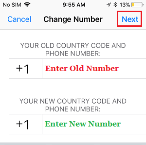 Change Phone Number Screen in WhatsApp iPhone