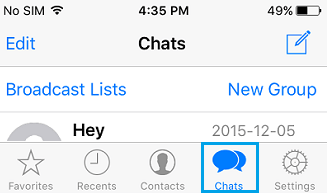 Chats Tab On WhatsApp iPhone