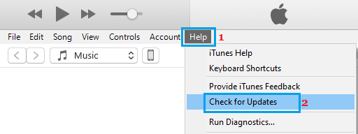 Check For iTunes Updates Option on Windows PC