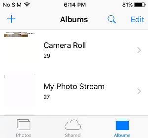 Create New Photo Album iPhone