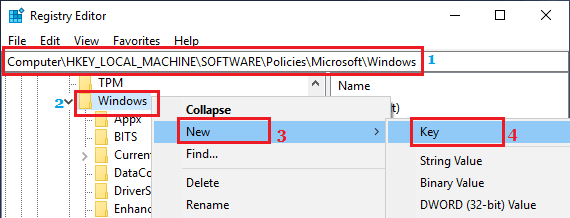 Create New Key in Windows Folder
