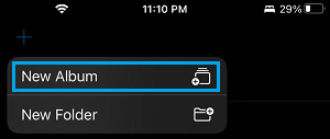 Create New Photo Album on iPhone