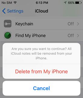 Confirm Deletion of iCloud From Your iPhone