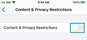 Disable Content & Privacy Restrictions on iPhone