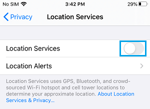 Disable Location Services on iPhone