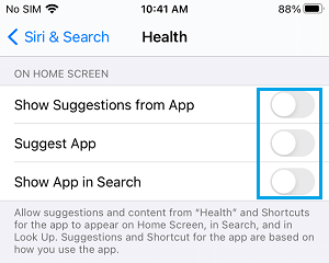 Disable Siri Suggestions for Health App on iPhone