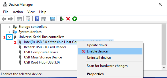 Enable USB Device on Windows PC