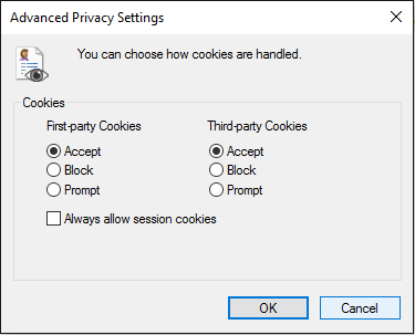 Internet Explorer Allow Cookies Settings