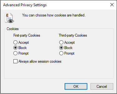 Block Cookies Using Advanced Privacy Settings