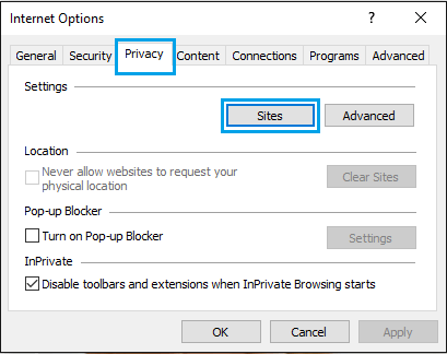 Internet Explorer Privacy Settings - Allow Cookies For Preferred Websites