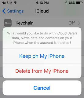 iCloud Option to Backup Data and Contacts to iPhone