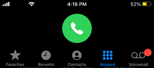Keypad Tab on iPhone Phone App