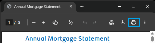 Print Icon in Google Chrome