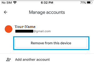 Remove YouTube Account from Device Option on iPhone